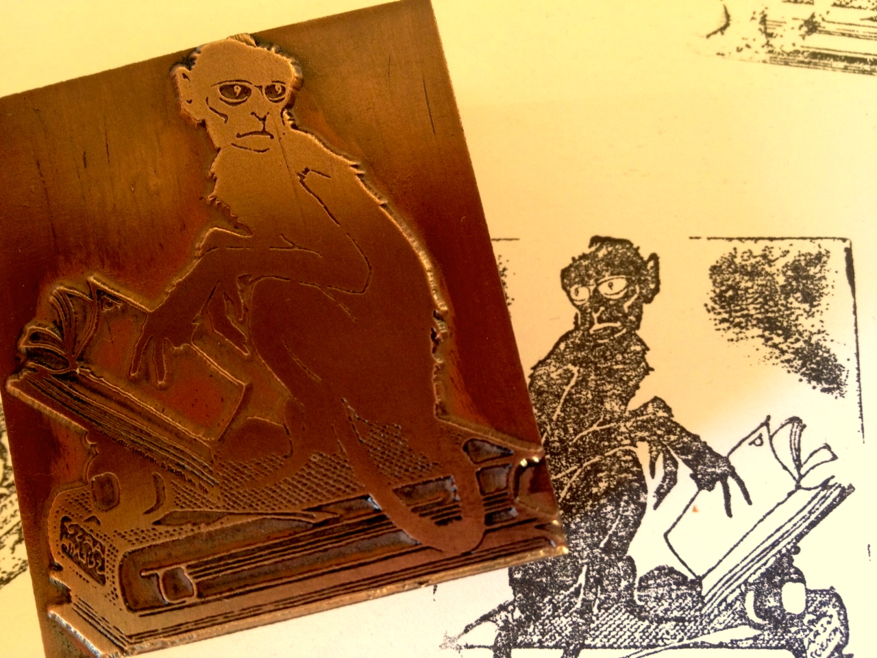 Monkey reading stamp