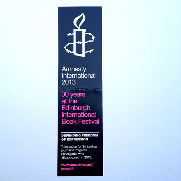 EIBF Amnesty bookmark