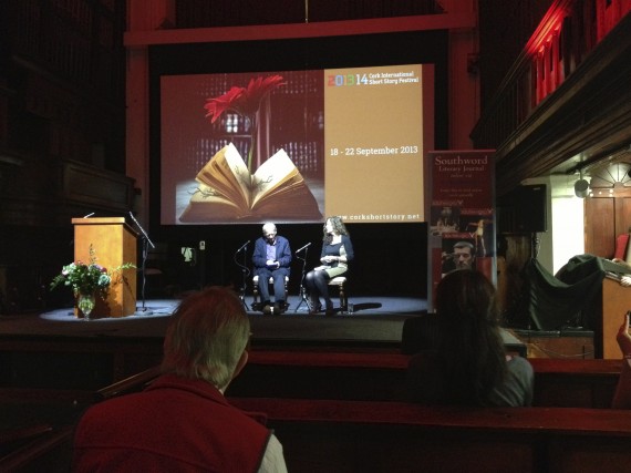 Cathy Galvin chairs a brilliant discussion with David Constantine after he accepts the Frank O'Connor Prize.