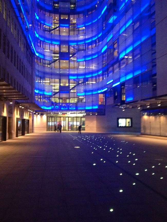 BBC Broadcasting House is so pretty at night